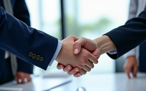 二人の人物が握手をしている様子